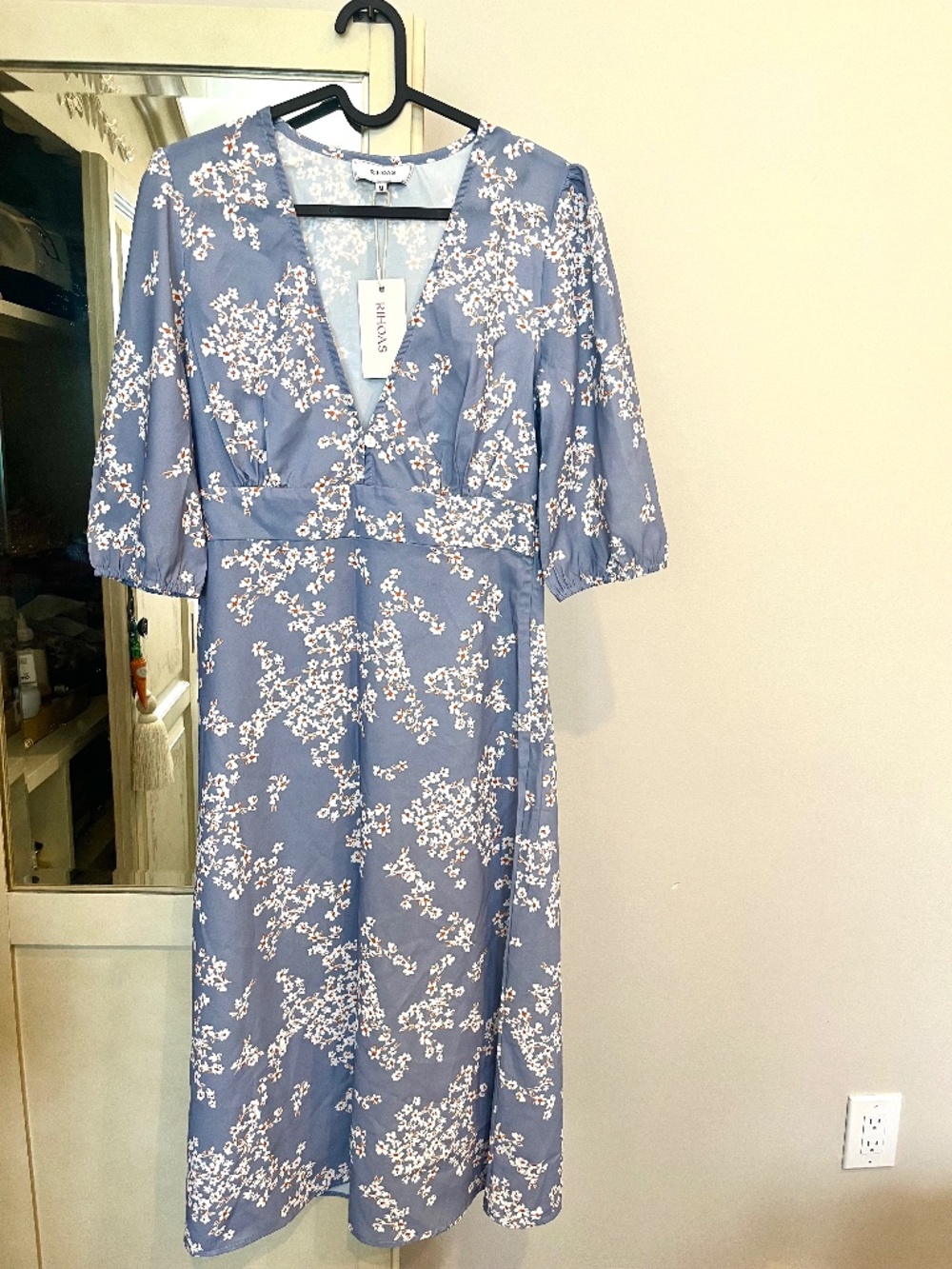 Blue Floral Midi Dress